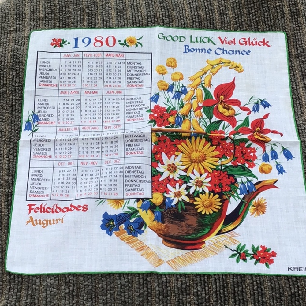 Kreier 1980 Calendar Hanky